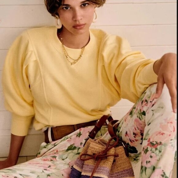 Sezane Sweaters - Sezane Alexa SweatShirt in Jaune Clair/Soft Yellow - Size Small